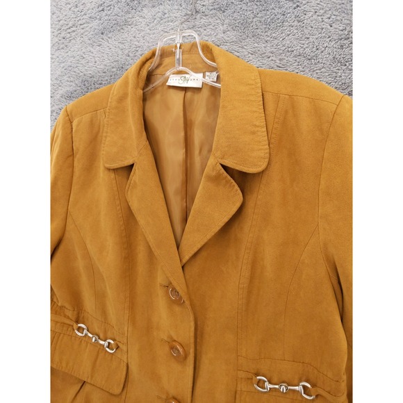 Studio Works Womens Blazer Jacket Size 10‎ Sueded Finish Horse Bit Details - Picture 2 of 7